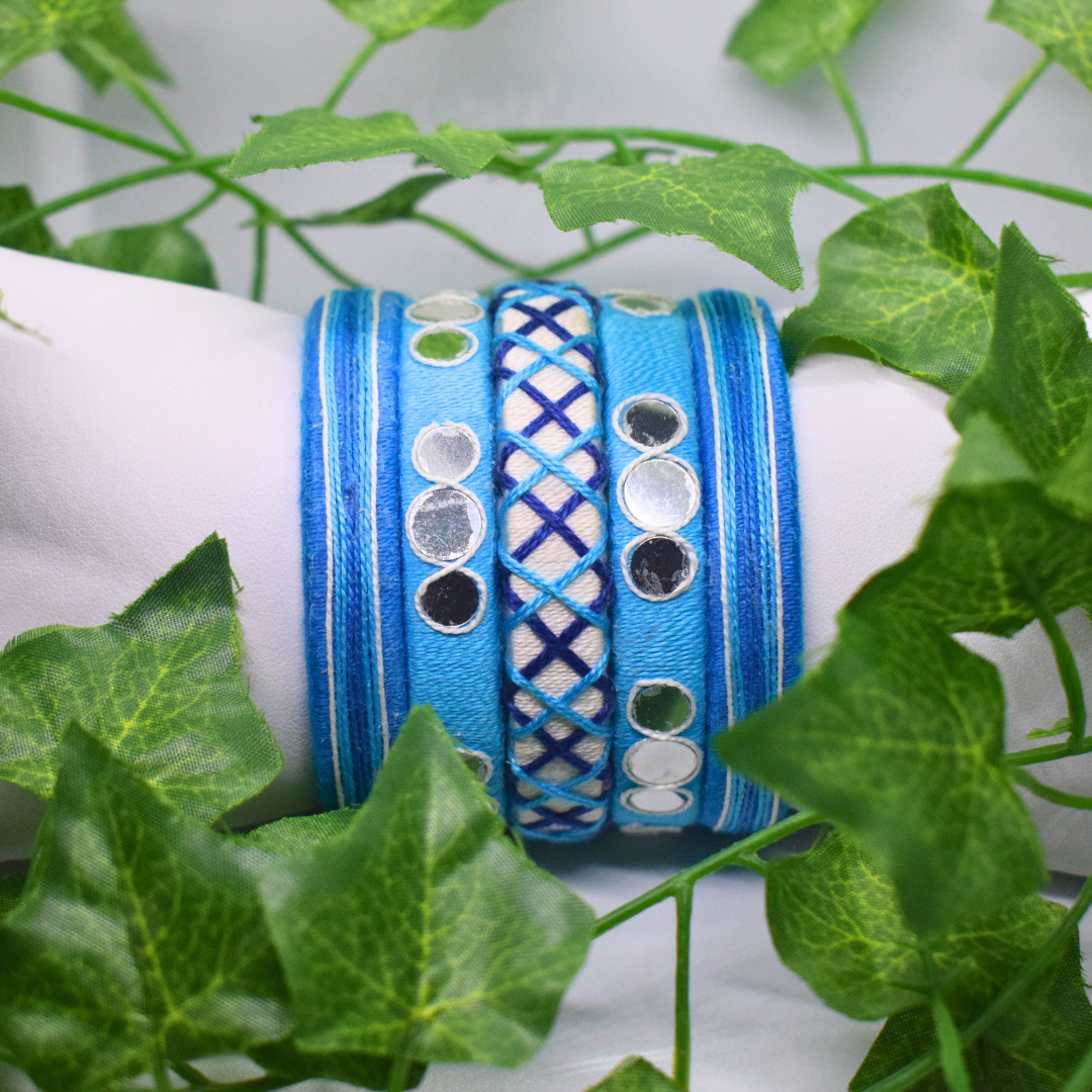 Sky Blue Thread Bangles Set
