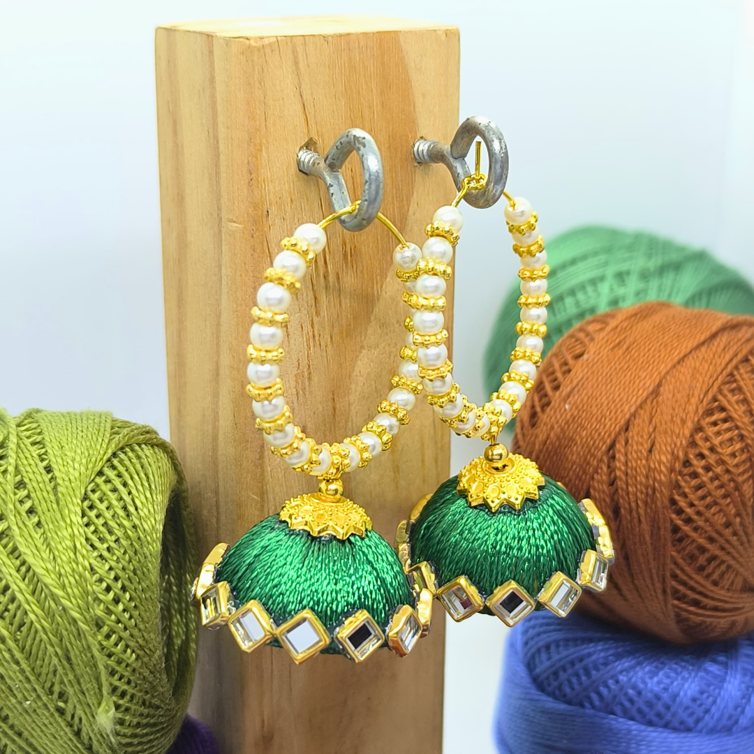 Emerald Pearl Hoops