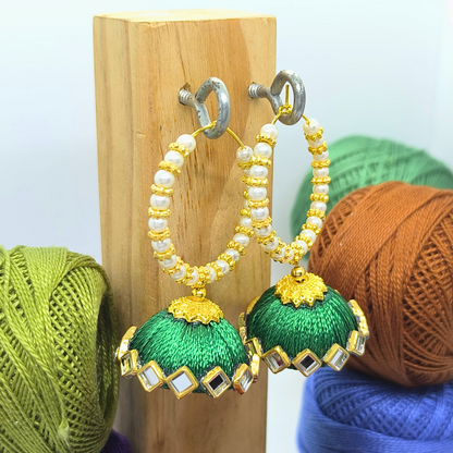 Emerald Pearl Hoops