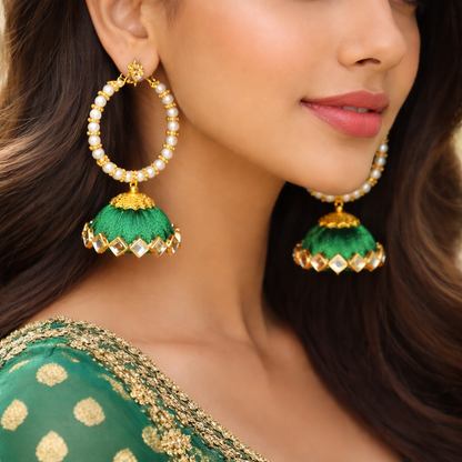 Emerald Pearl Hoops