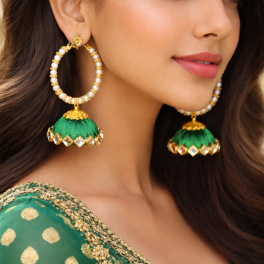 Emerald Pearl Hoops