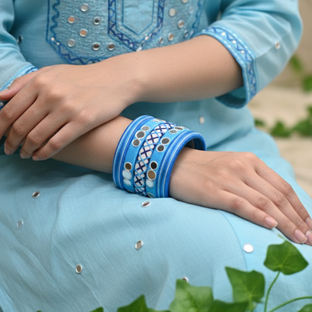 Sky Blue Thread Bangles Set